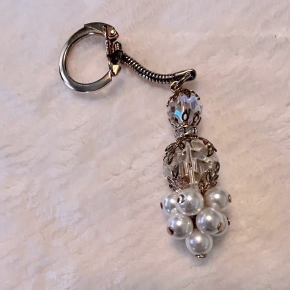 Vintage Aurora Borealis Crystal Pearl Keychain - Picture 1 of 6